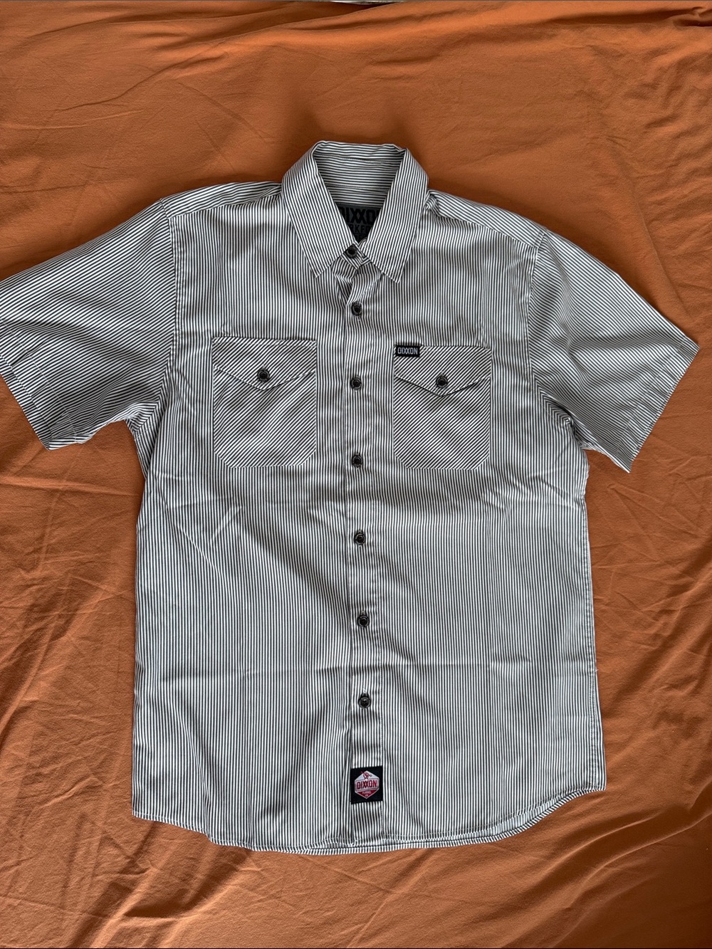 DIXXON Men’s White & Grey Pinstripe Workwear Shirt